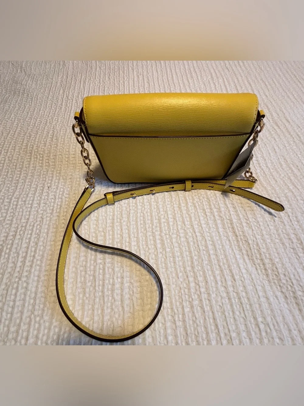 Lauren Ralph Lauren Yellow Leather Crossbody Bag New with Tags